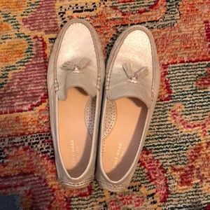 Cole hann silver loafers